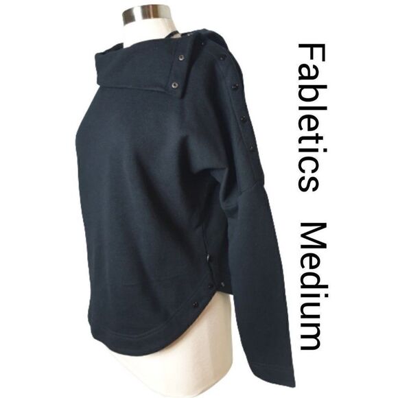 Fabletics Women's Black Peary Snap Sweatshirt Pullover Medium NWT - Picture 1 of 9